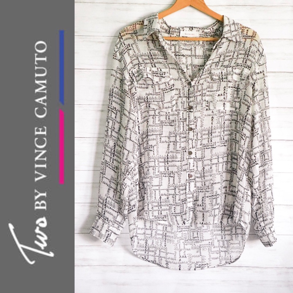 Two by Vince Camuto Hearts Sheer Blouse